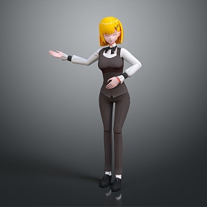 Woman Waitress Cartoon Woman Cartoon Waitress Tailor Cook Niang Cartoon Characters Women 3d model