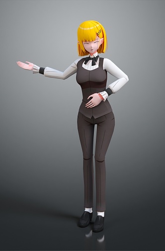 Woman Waitress Cartoon Woman Cartoon Waitress Tailor Cook Niang Cartoon Characters Women 3d model