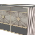 Elegant Modern Cabinet With Radiant Pattern Drawers Sleek Metal Trim And Glossy Surface