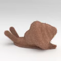 Brown Fluffy Stuffed Toy Lying Down with Soft Ears and Limbs on Simple White Background 3d model