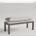 Modern Sofa Bench With Light And Blue Cushions And Dark Legs