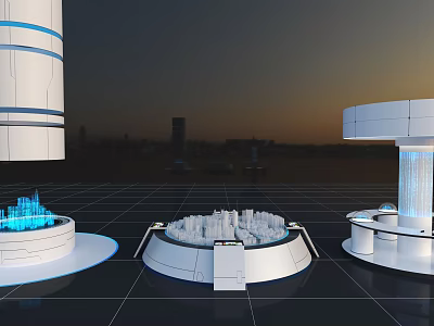 Modern Commercial Equipment Design With Multiple Display Units And Blue Lighting Features 3d model