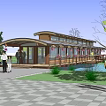 New Chinese Style Covered Bridge 3d model