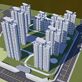 Modern Residential Complex 3D Rendering With High Rise Buildings Green Spaces And Road Layout
