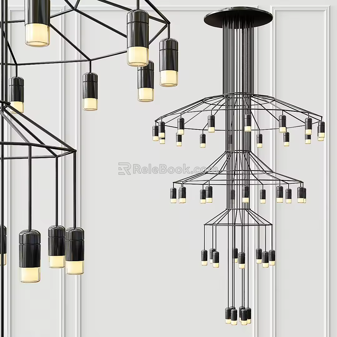 Modern minimalist large chandelier 3d model