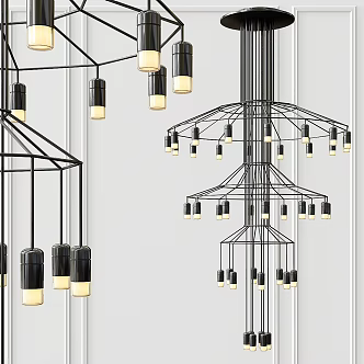 Modern minimalist large chandelier 3d model