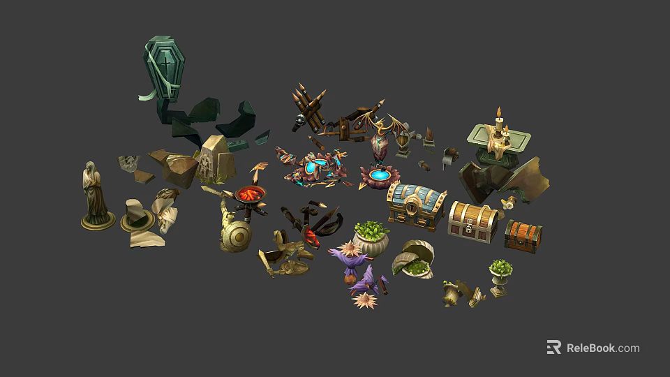 Decorative Ornament Set With Assorted Designs And Diverse Styles For Home Decoration 3d model