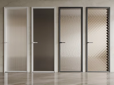 Modern Hinged Doors With Various Glass Pattern Designs For Interior Spaces 3d model