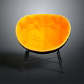 Modern Orange Round Chair With Upholstered Seat And Black Metal Frame