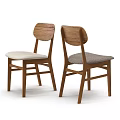 Modern Wooden Dining Chairs With Two White Gray Upholstered Seats And Minimalist Design
