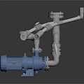 Industrial Equipment Blue Pumps With White Connecting Pipes And Valves