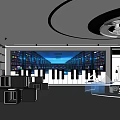 Modern Tech Data Center With Server Racks Blue Lighting And Display Stands 3d model