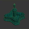 Turquoise Decorative Sculpture With Multi Tiered Base And Intricate Design Figure
