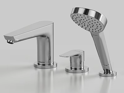 Modern Chrome Faucet Set With Single Handle And Handheld Shower Head 3d model