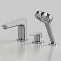 Modern Chrome Faucet Set With Single Handle And Handheld Shower Head 3d model