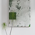 Modern Interior Wall Art With Green Plant Pattern And Palm Trees Design 3d model