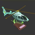 White Helicopter Model With Black Windows On Brown Wooden Display Stand 3d model