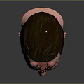 3D Male Character Head Model With Gray Combed Back Hair Serious Expression Against Gray Background