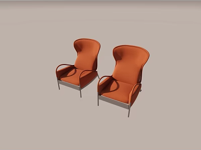Two Orange Upholstered Massage Chairs With Modern Ergonomic Design And Metal Frames 3d model