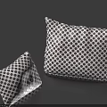 Black And White Polka Dot Large And Small Two Decorative Pillows On Dark Surface 3d model