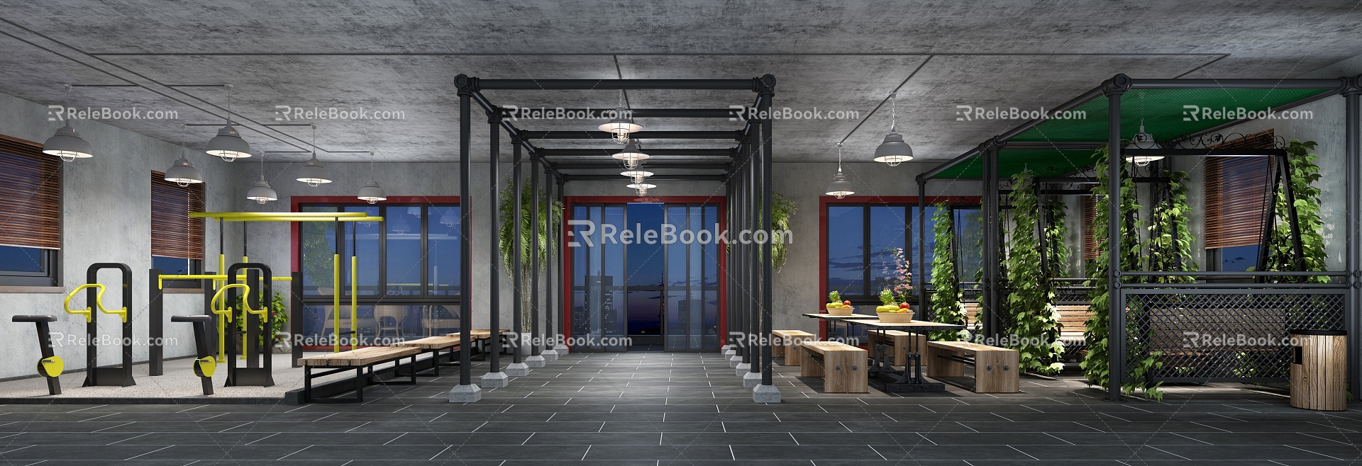 Industrial wind open balcony 3d model