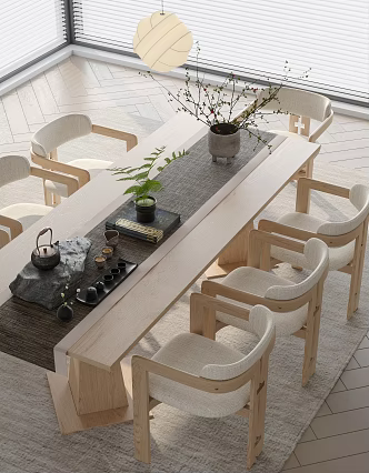 Tea Table and Chair Tea Set 3d model