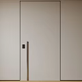 Beige Steel Security Door With Modern Handle And Electronic Lock Design