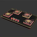 Rinnai Black Gas Hob With Four Burners And Control Knobs Design 3d model