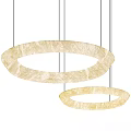 Elegant Modern Hanging Ring Chandeliers With Ivory Marble Like Texture Design 3d model