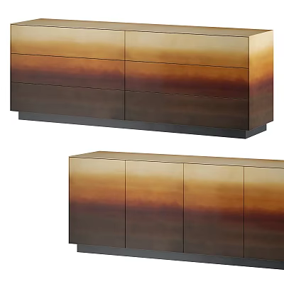 Modern Entryway Cabinet and Sideboard With Gradient Color Glossy Surface Storage Design 3d model