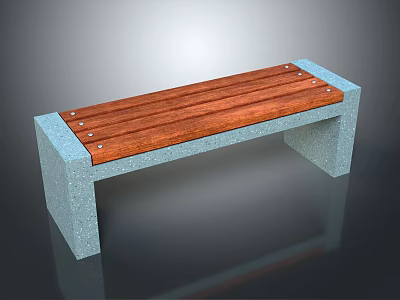 Modern Outdoor Bench With Wooden Slats And Concrete Supports Durable Design For Patio 3d model