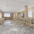 Modern Spacious Conference Room Interior With Wooden Chairs Large Windows And Marble Flooring