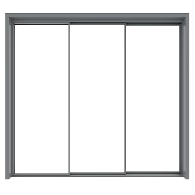 Modern Sliding Door With Three Glass Panels And Aluminum Frame For Interior Space 3d model