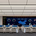 Modern Monitoring Room Interior With Multiple Monitor Screens And Large Data Display Dashboards