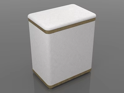 White Herringbone Pattern Storage Basket With Golden Trim For Home Organization 3d model