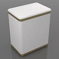 White Herringbone Pattern Storage Basket With Golden Trim For Home Organization