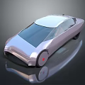 Futuristic Silver Concept Car With Sleek Body White Roof And Red Wheel Accents
