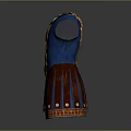 Golden Ancient Armor With Muscle Design Blue Lining Red Skirt And Decorative Patterns