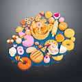 Assorted Delicious Foods Including Bread Cakes Cookies Fruits Donuts And Pastries