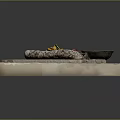 Marble Countertop With Wooden Board Salami Chef Knife Bowls Of Chips Red Veggies And Nuts