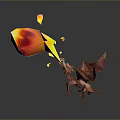 3D Game Movie Dragon Character Breathing Yellow Red Flame With Pink Red Body And Wings