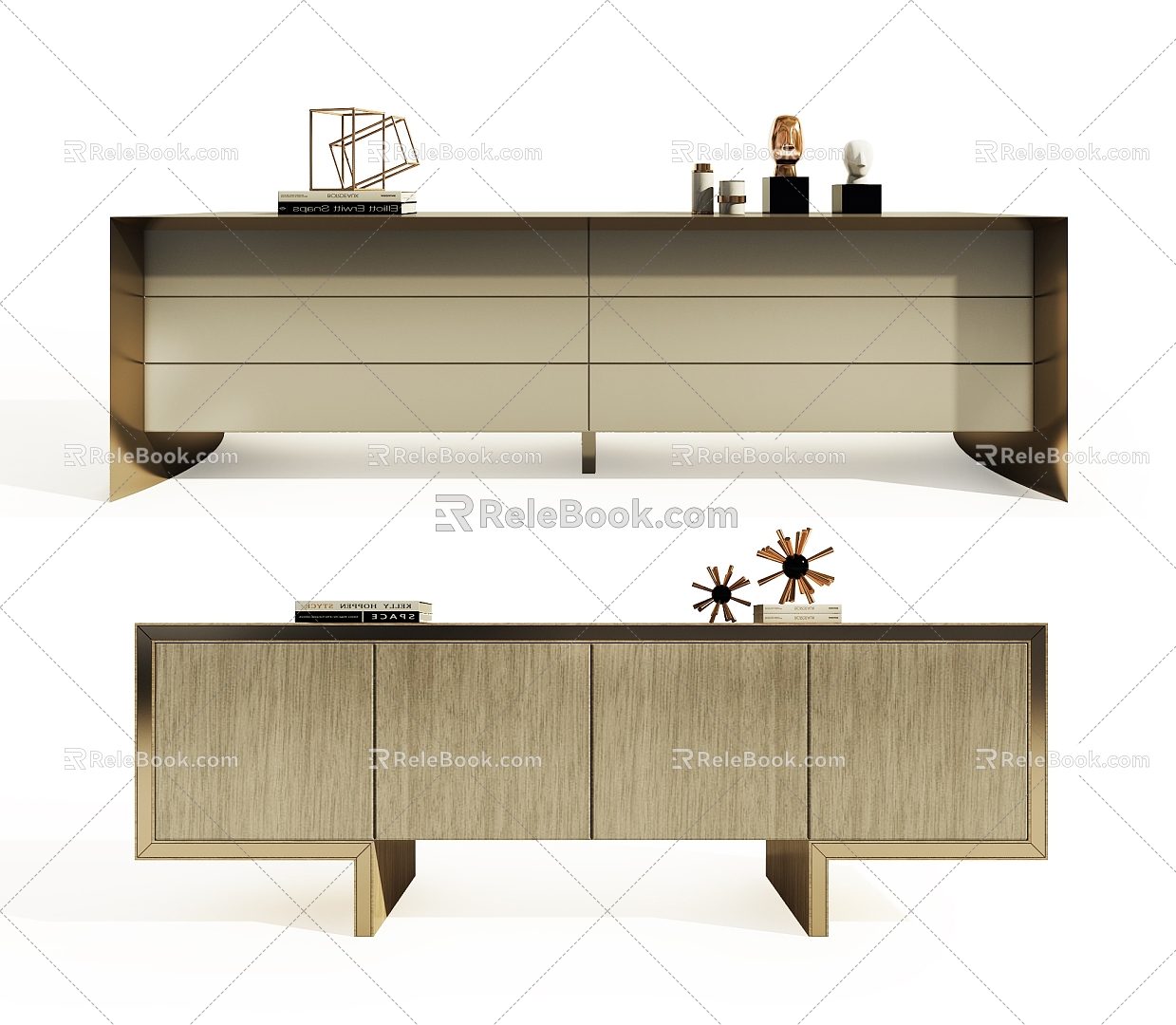 Modern Light Luxury Side Cabinet 3d model