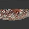 Damaged Brick Wall With Scattered Bricks Debris And Concrete Base