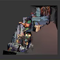 Colorful Miniature Scene Construction With Small Houses Figures Decorative Trees And Ice Surface