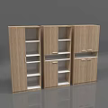 Light Wood Tone Modern Bookcase Combination With Open Shelves And Drawers Design