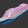 Cartoon Style Cruise Ship Illustration With White Body Blue Bottom And Yellow Windows