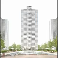 Modern High Rise Residential Buildings With Clear Sky And Green Trees