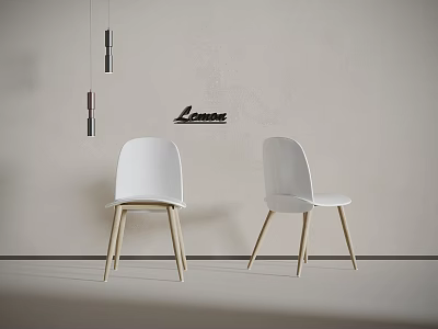 Modern White Single Chair With Wooden Legs And Minimalist Design For Interior Home Use 3d model