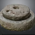 Traditional Stone Mill Equipment With Upper And Lower Discs And Central Hole