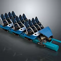 Amusement Ride Blue Roller Coaster Car Featuring Multiple Seats Metal Frame And Wheels